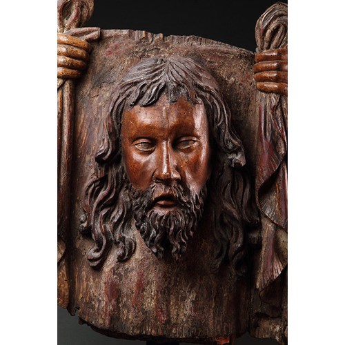 South German Carved Walnut Panel Depicting the Image of Christ